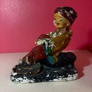 Vintage Chalkware Woman Figurine Statue GUC Retro Home Decor Asian Incense Burn